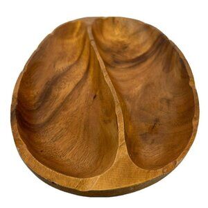 Vintage Beekman Home MCM Handcrafted Philippines Wood Divided Dish Tray-11.5”